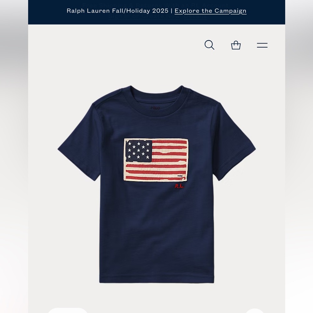 Ralph Lauren Navy American Flag Tee